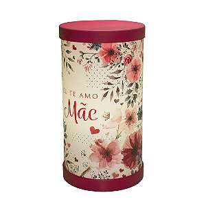 Luminária de Mesa Lumi Eu te Amo Mãe 27xØ14,5cm Polipropileno Rosa e Branco.