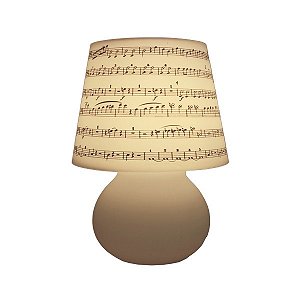Abajur Micro Lampe Música 23x19x12cm Polietileno Branco e Preto.