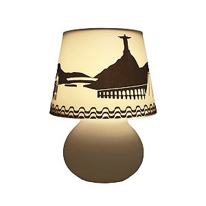 Abajur Micro Lampe Rio 23x19x12cm Polietileno Branco e Preto.