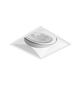 Spot de Embutir Nya Quadrado Facho Orientável PAR20 9,4x9,4x13cm Alumínio Branco Fosco.