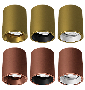 Acessório Nya Redondo Suporte de Sobrepor Para Spots de Embutir Alumínio Ouro Velho.