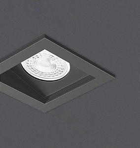 Spot de Embutir Laini Quadrado Facho Orientável Mini Dicroica 7,1x7,1x6,8cm Alumínio Grafite Acetinado.