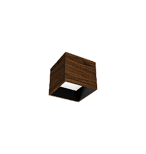 Spot de Sobrepor LED Dhari Quadrado Recuado 5000K 9,1W Bivolt 12,2x12,2x11cm Corpo Amadeirado e Refletor Preto Acetinado.