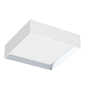 Plafon de Sobrepor LED Dhari Quadrado Recuado 2700K 23,9W Bivolt 32,5x32,5x12cm Alumínio Branco Fosco.