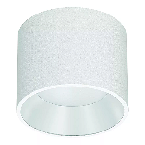Spot de Sobrepor LED Dhari Redondo 2700K 9,1W Bivolt Ø13,9x11cm Corpo Branco Fosco e Refletor Branco Acetinado.