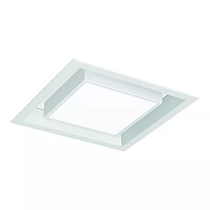 Luminária de Embutir LED Miradi Quadrado 3000K 20,6W Bivolt 8x23x23cm Alumínio e Acrílico Branco Fosco.