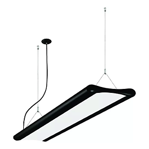 Pendente LED Jasiri Linear Iluminação direta e indireta 3000K 73W Bivolt 115,5x25x4cm Alumínio Preto Brilhante.