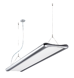 Pendente LED Jasiri Linear Iluminação direta e indireta 2700K 73W Bivolt 115,5x25x4cm Alumínio Prata Acetinado.