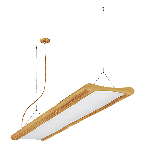 Pendente LED Jasiri Linear Iluminação direta e indireta 2700K 73W Bivolt 115,5x25x4cm Alumínio Amadeirado Miti.