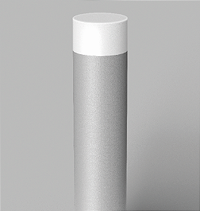 Poste Balizador Tambo Cilíndrico Externo Bulbo 80xØ11,7cm Alumínio Prata Fosco.