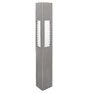 Poste Balizador LED Uzuri Triangular Externo 3000K 8W Bivolt 100x20,1x20,1cm Alumínio Prata Fosco e Vidro.