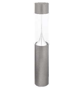 Poste Balizador LED Zio Cilíndrico Externo 4000K 8W Bivolt 100xØ15,3cm Alumínio Prata Fosco e Acrílico.