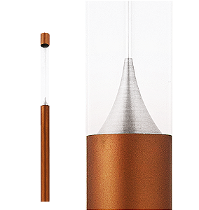 Poste de Luz LED Zio Cilíndrico Externo 2700K 16W Bivolt 300xØ15,3cm Alumínio Cobre Clássico e Acrílico.