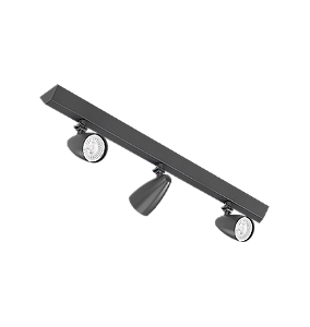 Spot de Sobrepor Ideia Dicroica 3xPAR16 14,0x56,3x12,8cm Alumínio Preto Fosco.