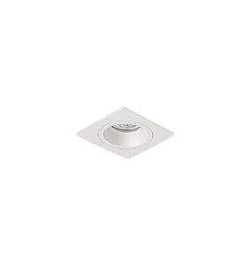 Luminária de Embutir Quadrada Face Plana 7,3x7,3x7,4cm facho orientável 1x Mini dicróica LED base GU10 Alumínio Branco fosco.