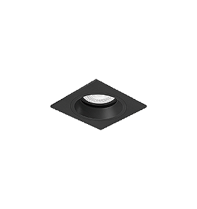 Luminária de Embutir Quadrada Face Plana 9x9x8,5cm facho orientável 1x Dicróica LED base GU10 Alumínio Preto fosco.