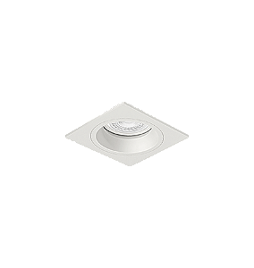 Luminária de Embutir Quadrada Face Plana 9x9x8,5cm facho orientável 1x Dicróica LED base GU10 Alumínio Branco fosco.
