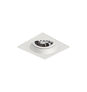 Luminária de Embutir Quadrada Face Plana 11x11x9,6cm facho orientável 1x AR70 Led Alumínio Branco fosco.