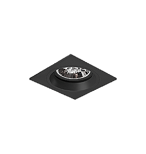 Luminária de Embutir Quadrada Face Plana 11x11x9,6cm facho orientável 1x AR70 Led Alumínio Preto fosco.