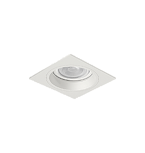 Luminária de Embutir Quadrada Face Plana 11x11x12,7cm facho orientável 1x PAR20 Led Alumínio Branco fosco.