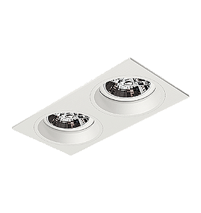 Luminária de Embutir Retangular Face Plana 21,3x11x9,6cm facho orientável 2xAR70 Led Alumínio Branco fosco.