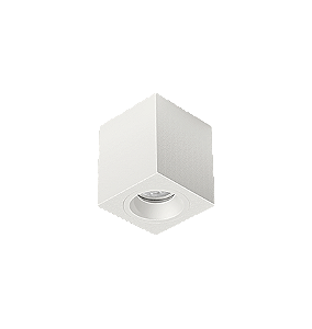 Luminária de Sobrepor Quadrada Facho orientável 7,3x7,3x8,5cm 1x Mini dicróica LED base GU10 Alumínio Branco fosco.