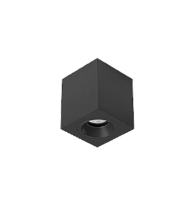 Luminária de Sobrepor Quadrada Facho orientável 7,3x7,3x8,5cm 1x Mini dicróica LED base GU10 Alumínio Preto fosco.