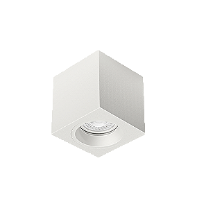 Luminária de Sobrepor Quadrada Facho orientável 9x9x9,5cm 1x Dicróica LED base GU10 Alumínio Branco fosco.