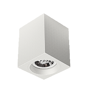 Luminária de Sobrepor Quadrada Facho orientável 11x11x14cm 1x AR70 LED Alumínio Branco fosco.