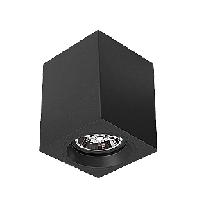 Luminária de Sobrepor Quadrada Facho orientável 11x11x14cm 1x AR70 LED Alumínio Preto fosco.