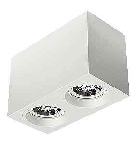 Luminária de Sobrepor Retangular Facho orientável 21,3x11x14cm 2x AR70 LED Alumínio Branco fosco.