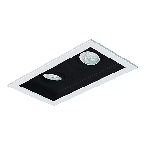 Spot de Embutir Sura Retangular Duplo Mini Dicroica 18,7x10,5x7,4cm Alumínio Preto Fosco.