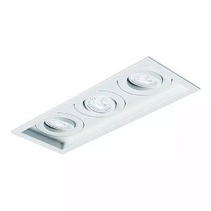 Spot de Embutir Sura Retangular Triplo Dicroica PAR16 33,1x12,5x8,4cm Alumínio Branco Fosco.