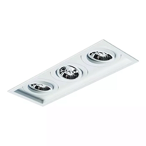 Spot de Embutir Sura Retangular Triplo AR70 39x14,5x9,5cm Alumínio Branco Fosco.