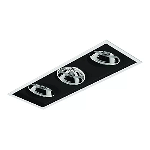 Spot de Embutir Sura Retangular Triplo AR111 50,4x18,3x10,2cm Alumínio Preto Fosco.