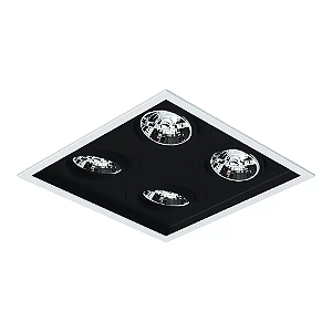 Spot de Embutir Sura Quadrado AR70 26,7x26,7x9,5cm Alumínio Preto Fosco.