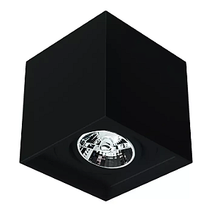 Spot de Sobrepor Sura Quadrado Recuado AR70 14x12,8x12,8cm Alumínio Preto Fosco.