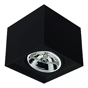 Spot de Sobrepor Sura Quadrado Recuado AR111 14,5x16,6x16,6cm Alumínio Preto Fosco.