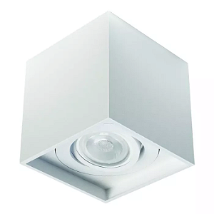 Spot de Sobrepor Sura Quadrado Recuado PAR20 14x12,8x12,8cm Alumínio Branco Fosco.