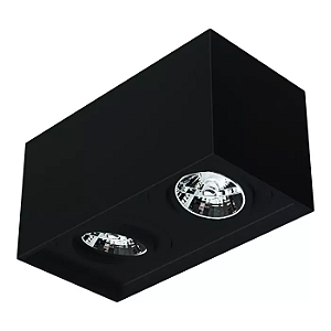 Spot de Sobrepor Sura Face Recuada Retangular Duplo AR70 14x25,1x12,8cm Alumínio Preto Fosco.