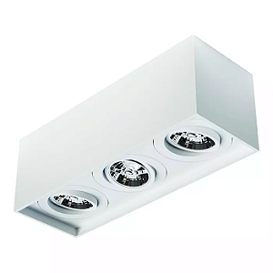 Spot de Sobrepor Sura Face Recuada Retangular Triplo AR70 14x37,3x12,8cm Alumínio Branco Fosco.
