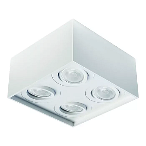 Spot de Sobrepor Sura Quadrado Recuado PAR20 14x25,1x25,1cm Alumínio Branco Fosco.