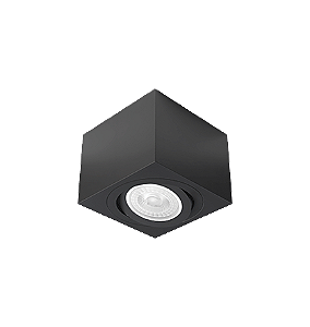 Spot de Sobrepor Sura Face Plana Quadrado PAR30 12,8x16,6x16,6cm Alumínio Preto Fosco.