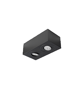 Spot de Sobrepor Sura Face Plana Retangular Duplo Mini Dicroica 6,3x17,1x8,8cm Alumínio Preto Fosco.