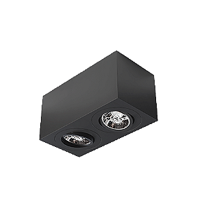 Spot de Sobrepor Sura Face Plana Retangular Duplo AR70 12,3x25,1x12,8cm Alumínio Preto Fosco.