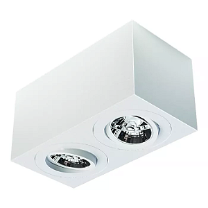 Spot de Sobrepor Sura Face Plana Retangular Duplo AR70 12,3x25,1x12,8cm Alumínio Branco Fosco.