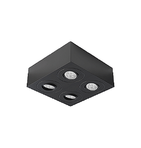 Spot de Sobrepor Sura Face Plana Quadrado Mini Dicroica 6,3x17,1x17,1cm Alumínio Preto Fosco.