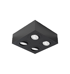 Spot de Sobrepor Sura Face Plana Quadrado Dicroica PAR16 7,3x21,2x21,2cm Alumínio Preto Fosco.