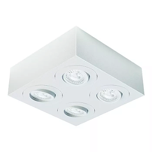 Spot de Sobrepor Sura Face Plana Quadrado Dicroica PAR16 7,3x21,2x21,2cm Alumínio Branco Fosco.