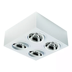 Spot de Sobrepor Sura Face Plana Quadrado AR111 12,8x32,7x32,7cm Alumínio Branco Fosco.